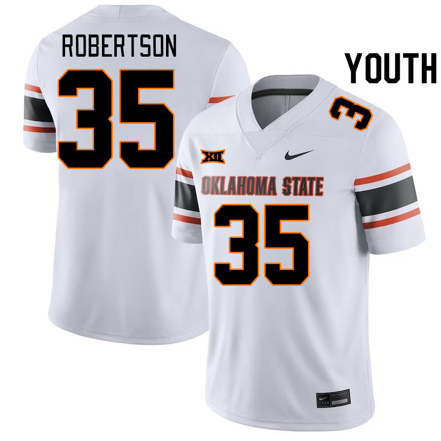 Youth #35 Baxter Robertson Oklahoma State Cowboys College Football Jerseys Stitched-White